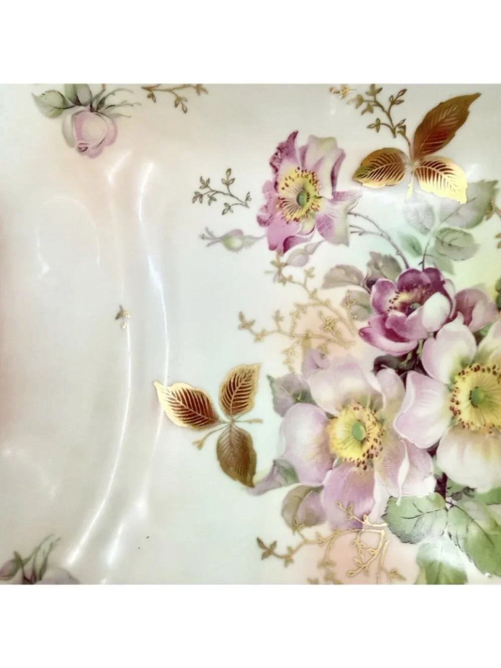 Schumann Arzberg Germany Floral Square Porcelain Serving Bowl Gold Gilt Dish